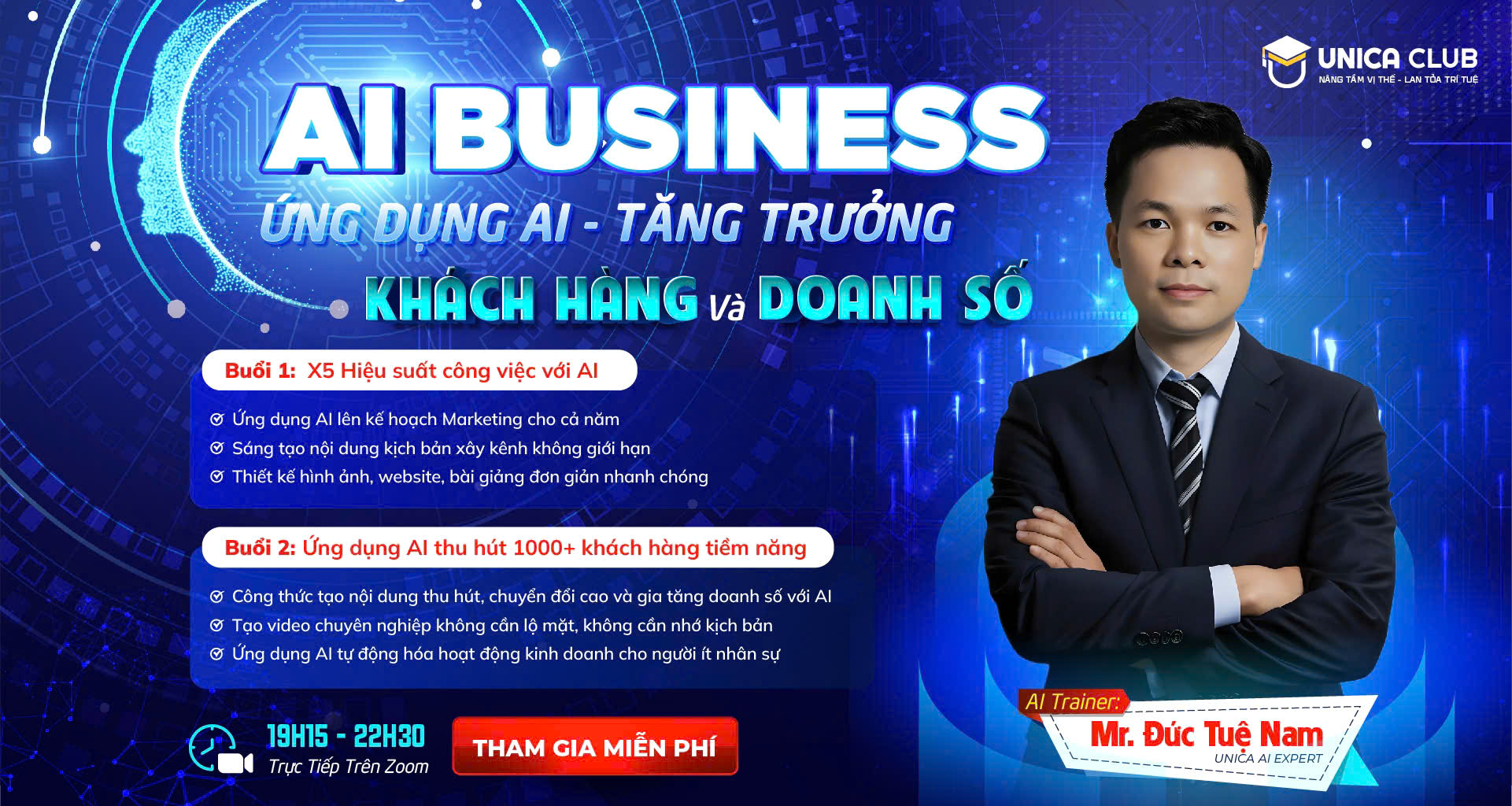 KHÓA HỌC AI BUSINESS: ỨNG DỤNG AI TĂNG TRƯỞNG DOANH THU VÀ KHÁCH HÀNG